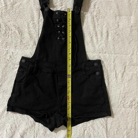 PacSun Black Denim Overall Shorts Stretch / Size 27 - Picture 9 of 10